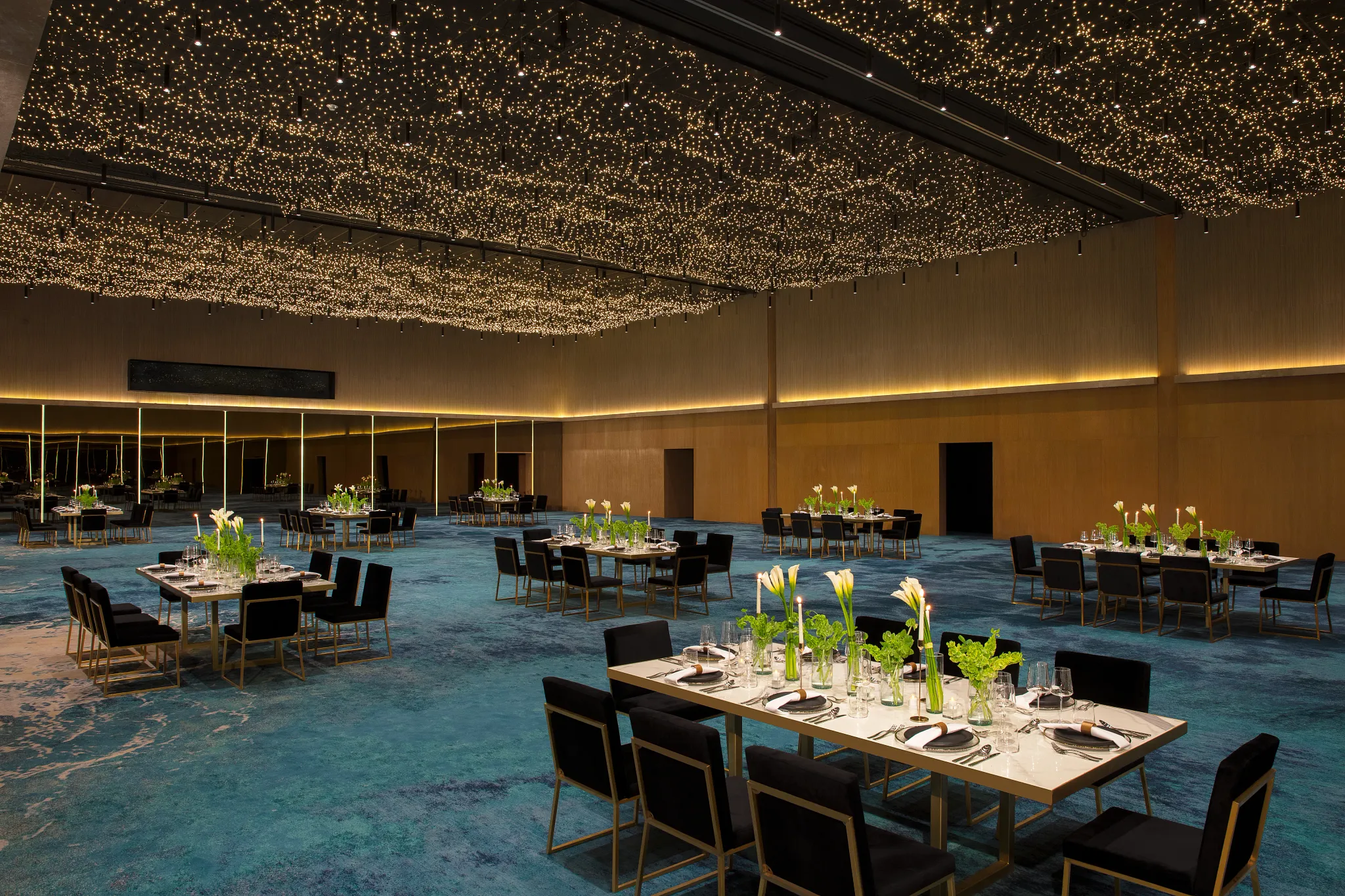 Grand Vista Ballroom elegant wedding reception setup at Dreams Vista Cancun Golf & Spa Resort